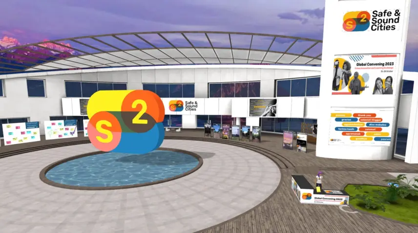 Immersive virtual convening lobby space in MootUp3D environment