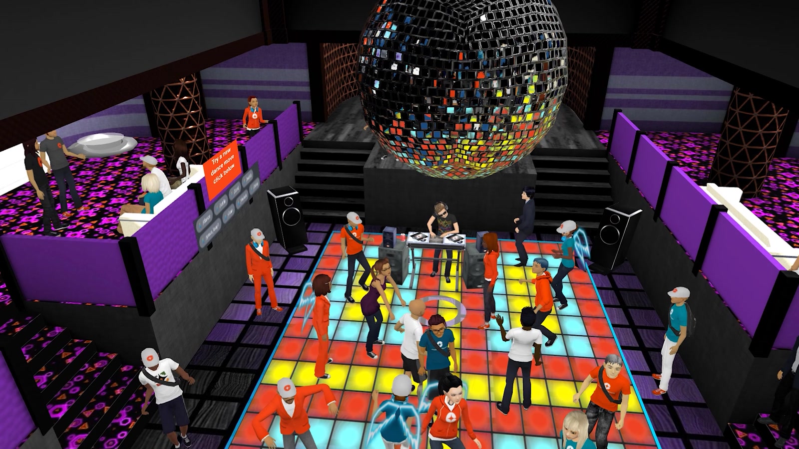 Avatars celebrating together in a Cornerstone party room